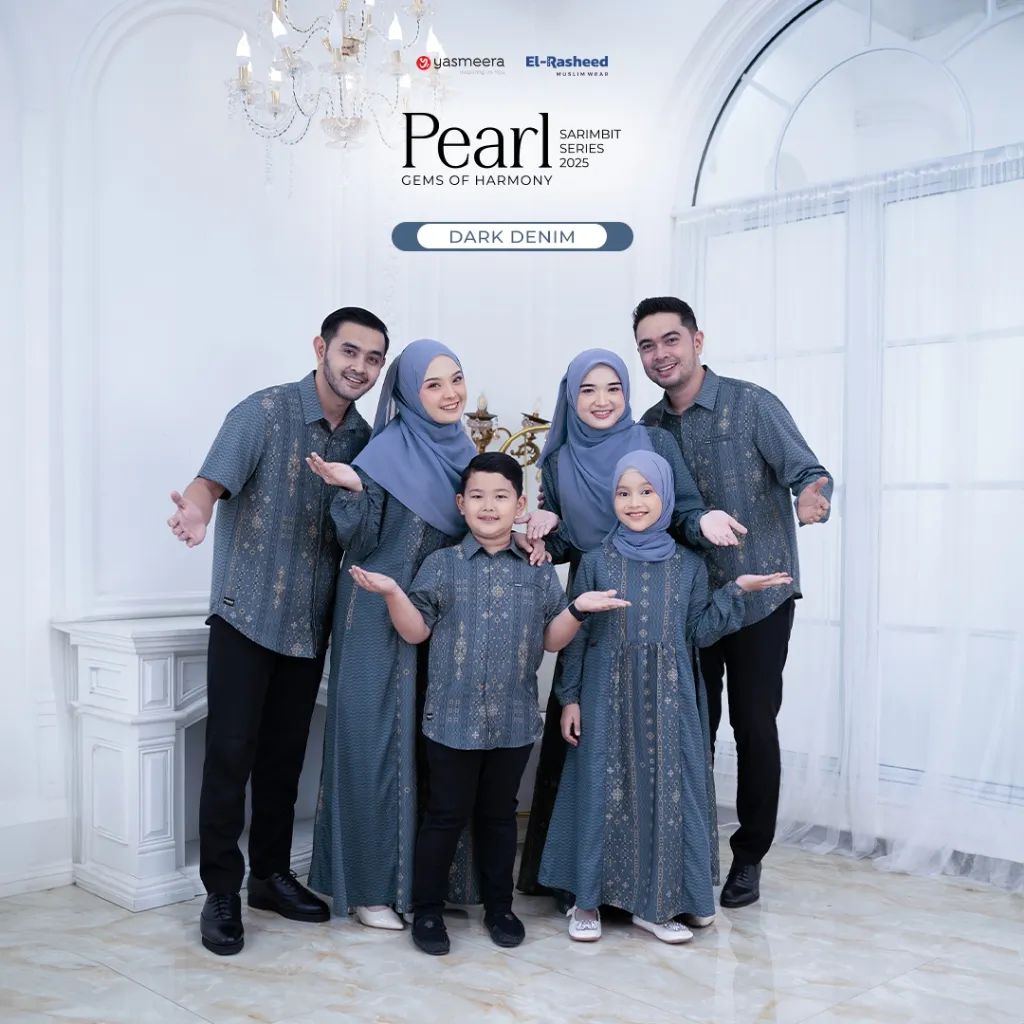 SARIMBIT 2025 PEARL SERIES - DARK DENIM - Family Couple Set Keluarga / Baju Lebaran Keluarga Muslim