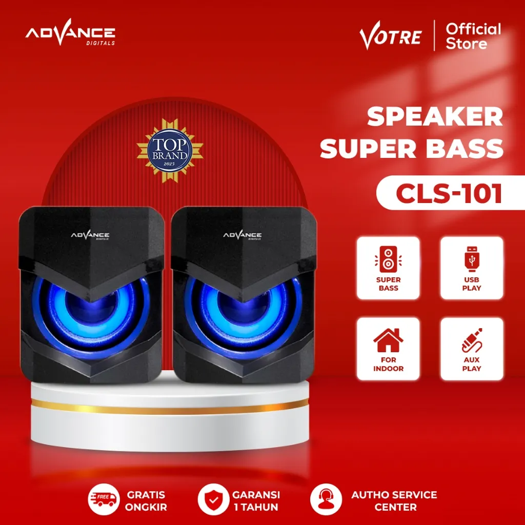 Advance Komputer Speaker Laptop 2.0 Super Bass Gaming RGB Multimedia Stereo Speaker Computer Speaker LED CLS101 speakers pc