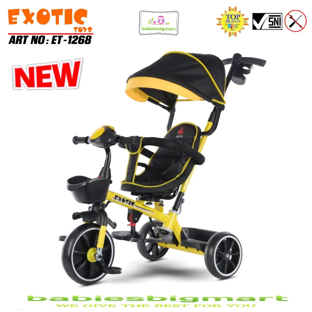 Sepeda Anak Roda 3 Tiga Tricycle Exotic Aviator ET 1262 / 1263 / 1267 / 1268 / 1269 / 2251 / AT 7711 / AT 7713 / AT 7717 / 115 , PMB T15 / T 25 , GY 101C Musik Lampu Kursi Putar