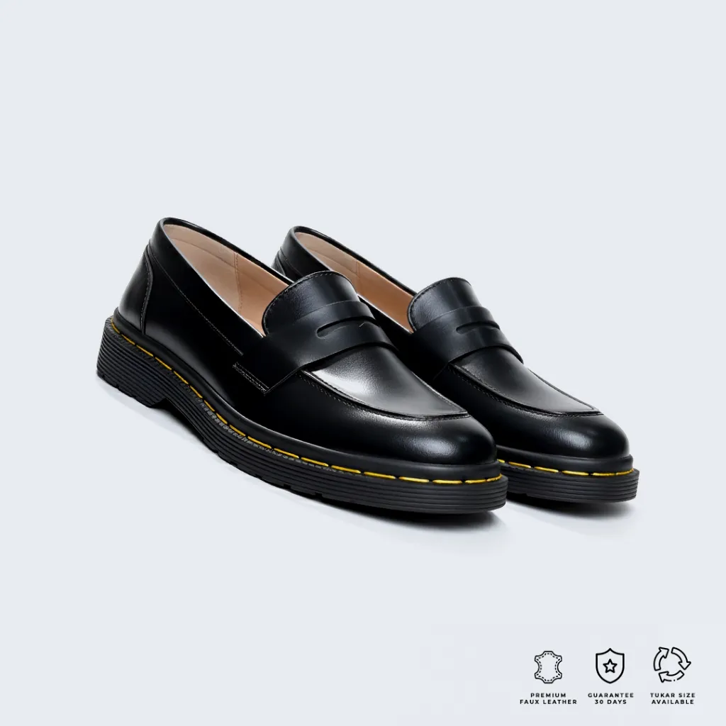 Brygan Craftmanship - Sepatu Slip-on Pria Adam Loafer Casual Series Shoes Hitam Sneakers Cowok Kerja Skena Kasual Santai