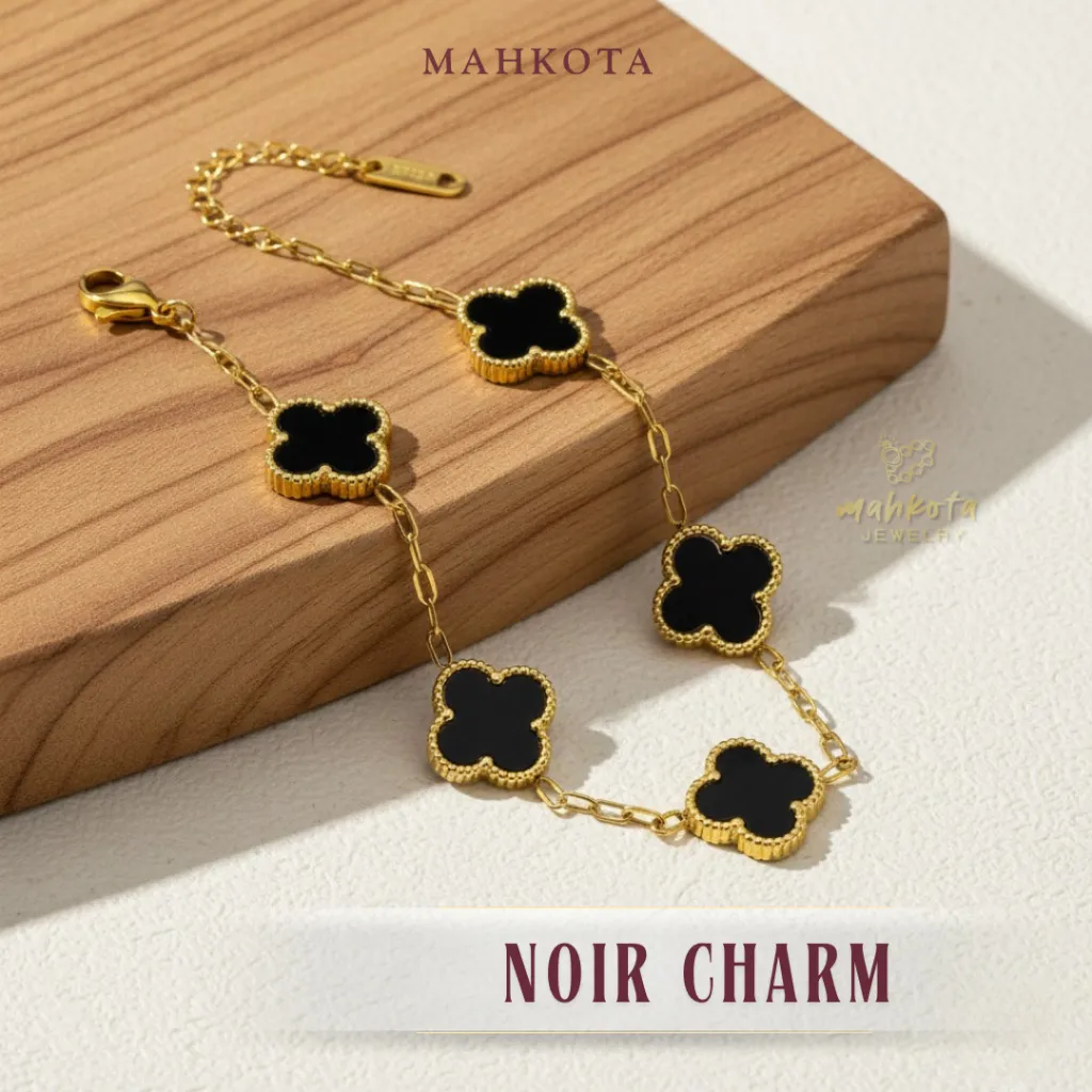 G58 Gelang Titanium Wanita Korean Style 6 Lapis Pelapisan Emas 18KGP • Gelang Semanggi Daun 4 Elegan • Anti Karat Anti Luntur • Titanium Jewelry • Gelang Aesthetic • Gelang Minimalis • Gelang Simple • Aksesoris Perhiasan Wanita • Cocok Untuk Kado Pacar