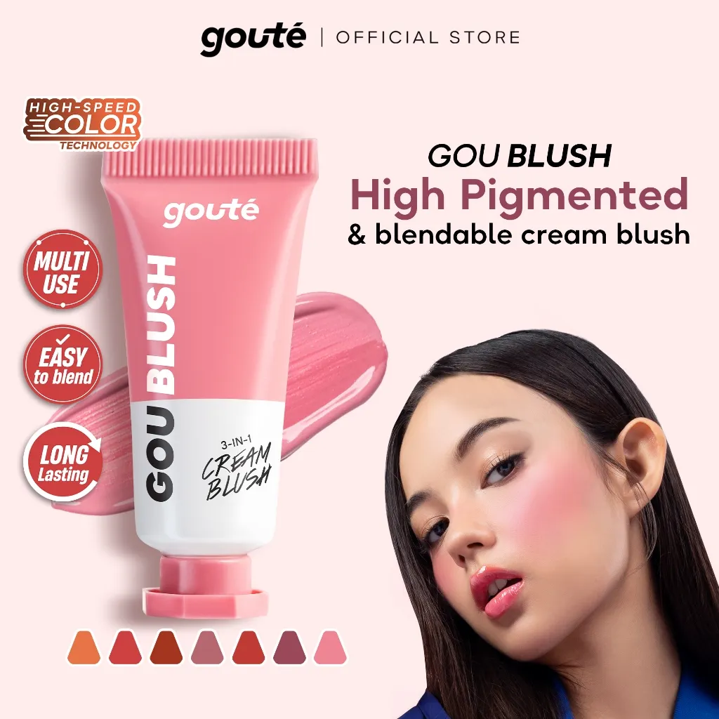 Goute Goublush Cream Blush for Cheek Blendable High Pigmented Lightweight Blush on
