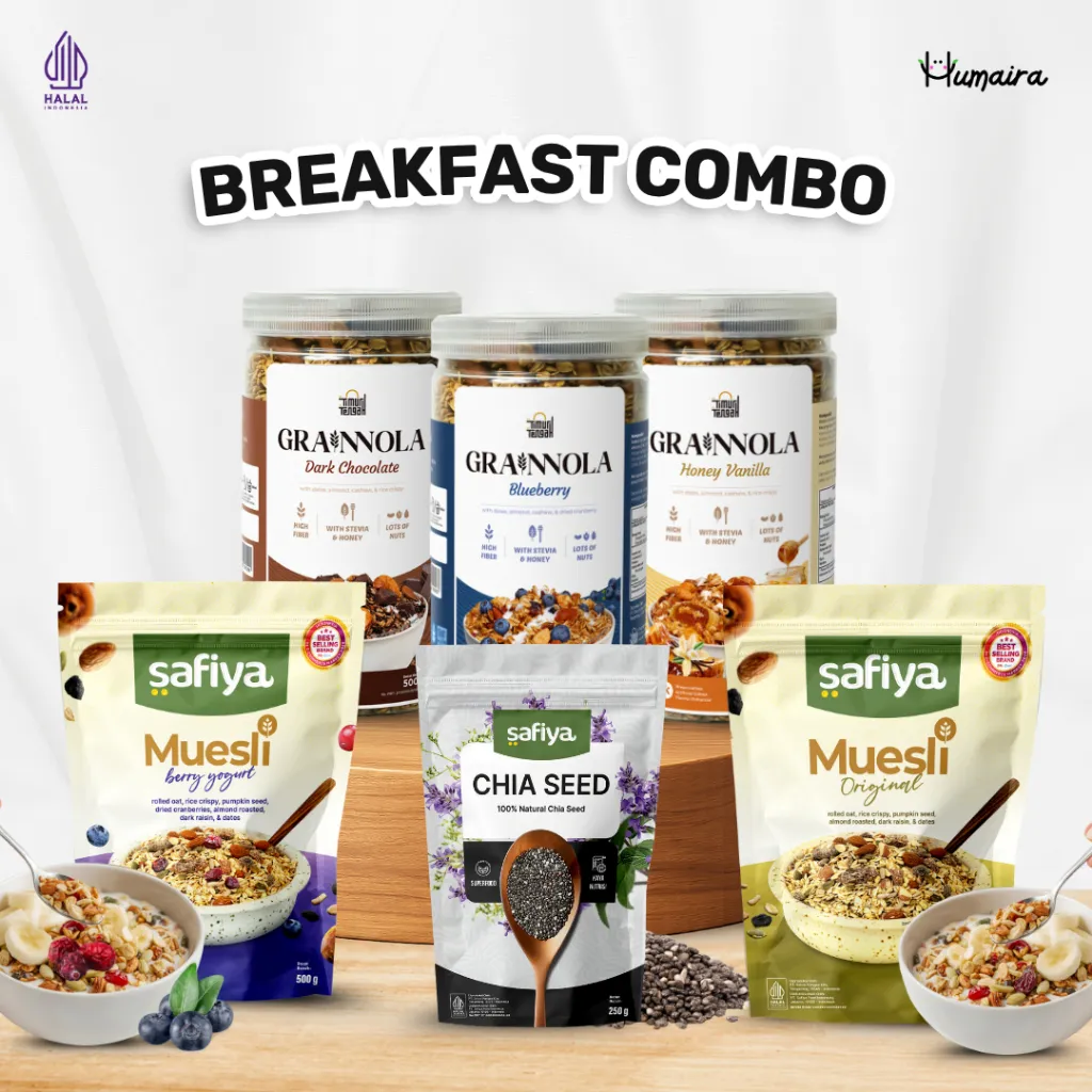 Breakfast Combo ! Muesli Berry Yogurt Original Grainnola Granola + Chiaseed 250gr Kombo Sarapan Sehat Cereal Chia Seed