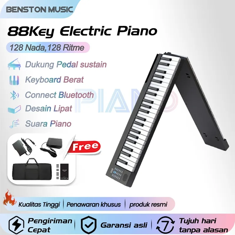 Benston Music- 88-key folding piano, smart electric piano 88-key bluetooth portable keyboard keyboard piano kecil - dapat dilipat