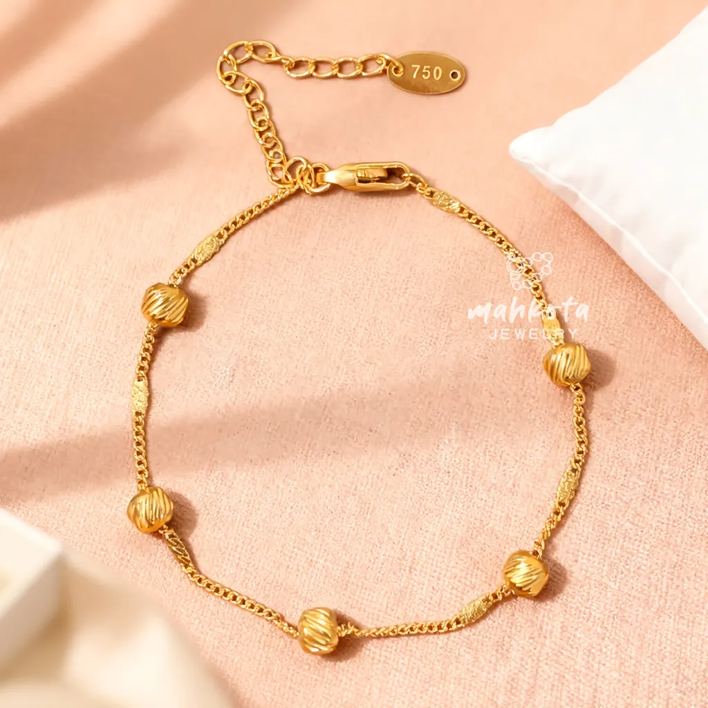 G254 Gelang Titanium Wanita Korean Style 6 Lapis Pelapisan Emas 18KGP • Liontin Boba Small • Anti Karat Anti Luntur • Titanium Jewelry • Gelang Aesthetic • Gelang Minimalis • Gelang Simple • Aksesoris Perhiasan Wanita • Cocok Untuk Kado Pacar