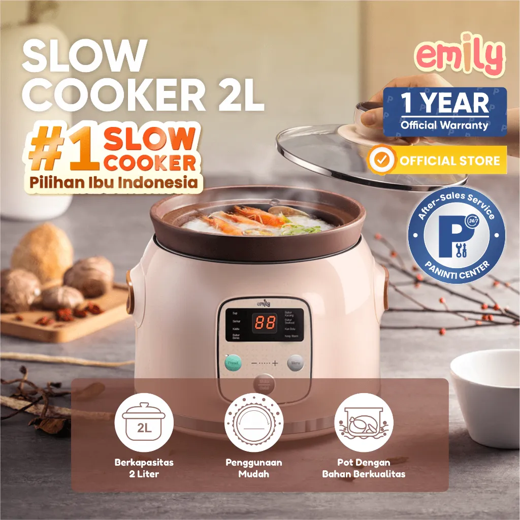 Emily Slow Cooker Claypot 2L | Baby & Family Food Maker | Panci Tanah Liat | MPASI Cooker | Panci MPASI