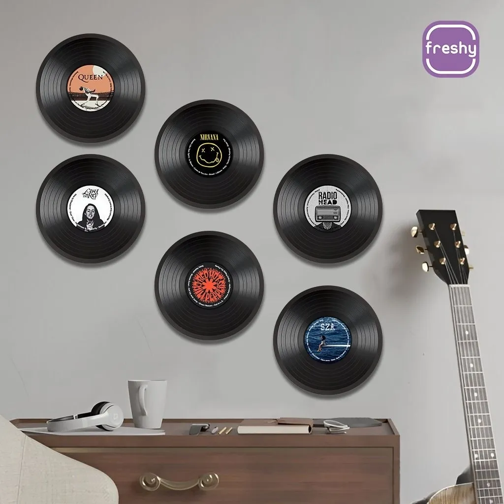Hiasan dinding aesthetic piringan hitam musik pop poster band minimalis walldecor pajangan dekorasi PH