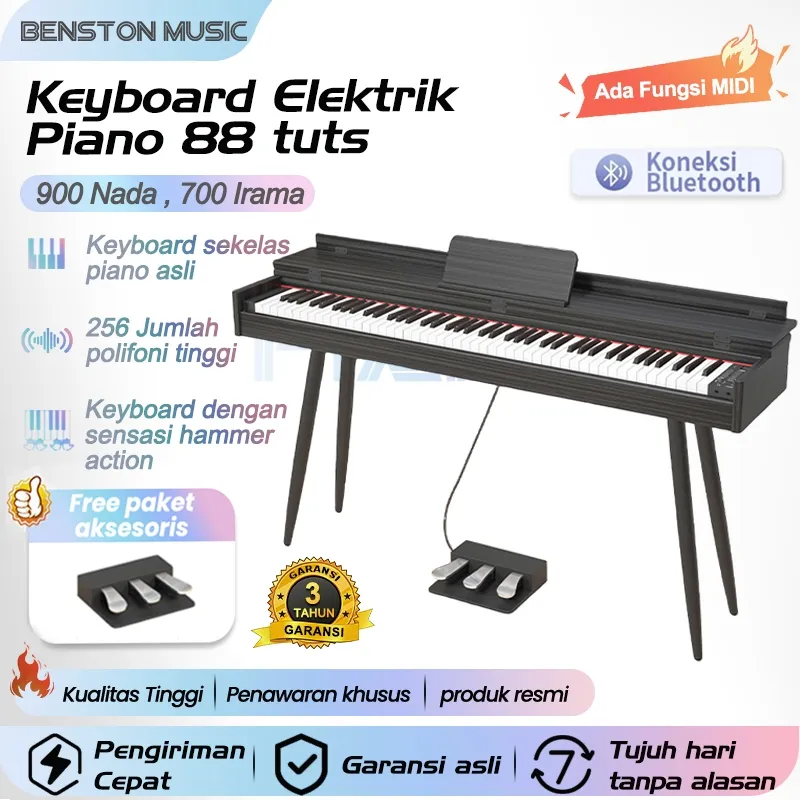 Benston Music - Keyboard elektrik Piano 88 tuts Sampul Lipat/Smart Keyboard Electric Piano/Dengan MIDI yang dapat dihubungkan ke ponsel