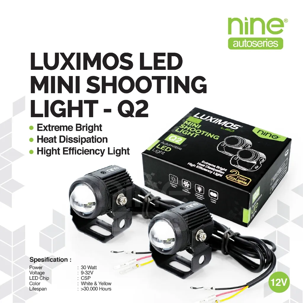 LUXIMOS Lampu Tembak Q2 32W Mini Laser Super Terang Waterproof Tembus Hujan Kabut - NINE AUTOSERIES