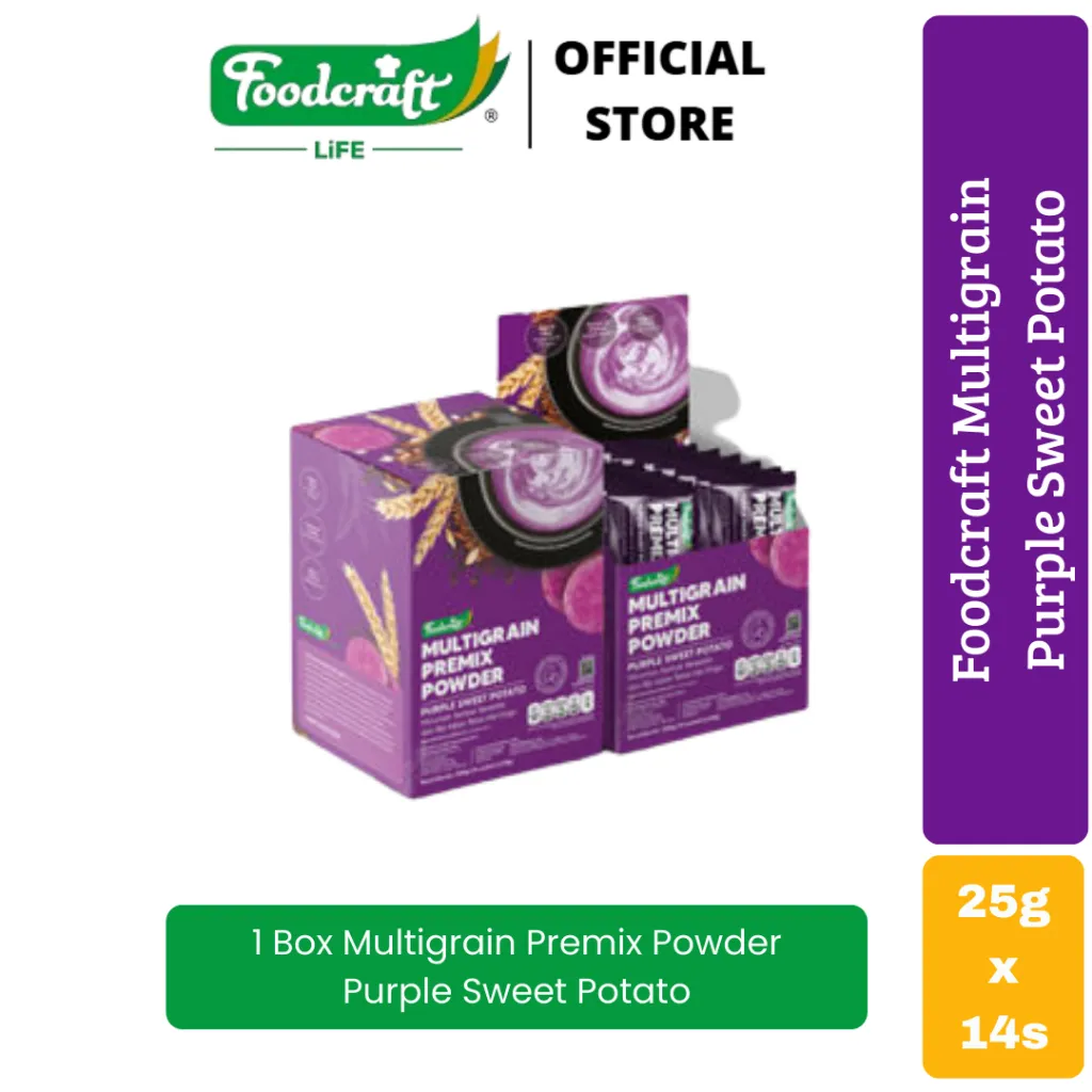 [EXCLUSIVE] Foodcraft Multigrain Premix Powder Ubi Ungu Purple Sweet Potato 14 Sachet Healthy Drink Nutrition Complement Cereal Minuman Serbuk Sereal Biji-Bijian Suplemen Sehat Rendah Gula Praktis COcok untuk Sarapan