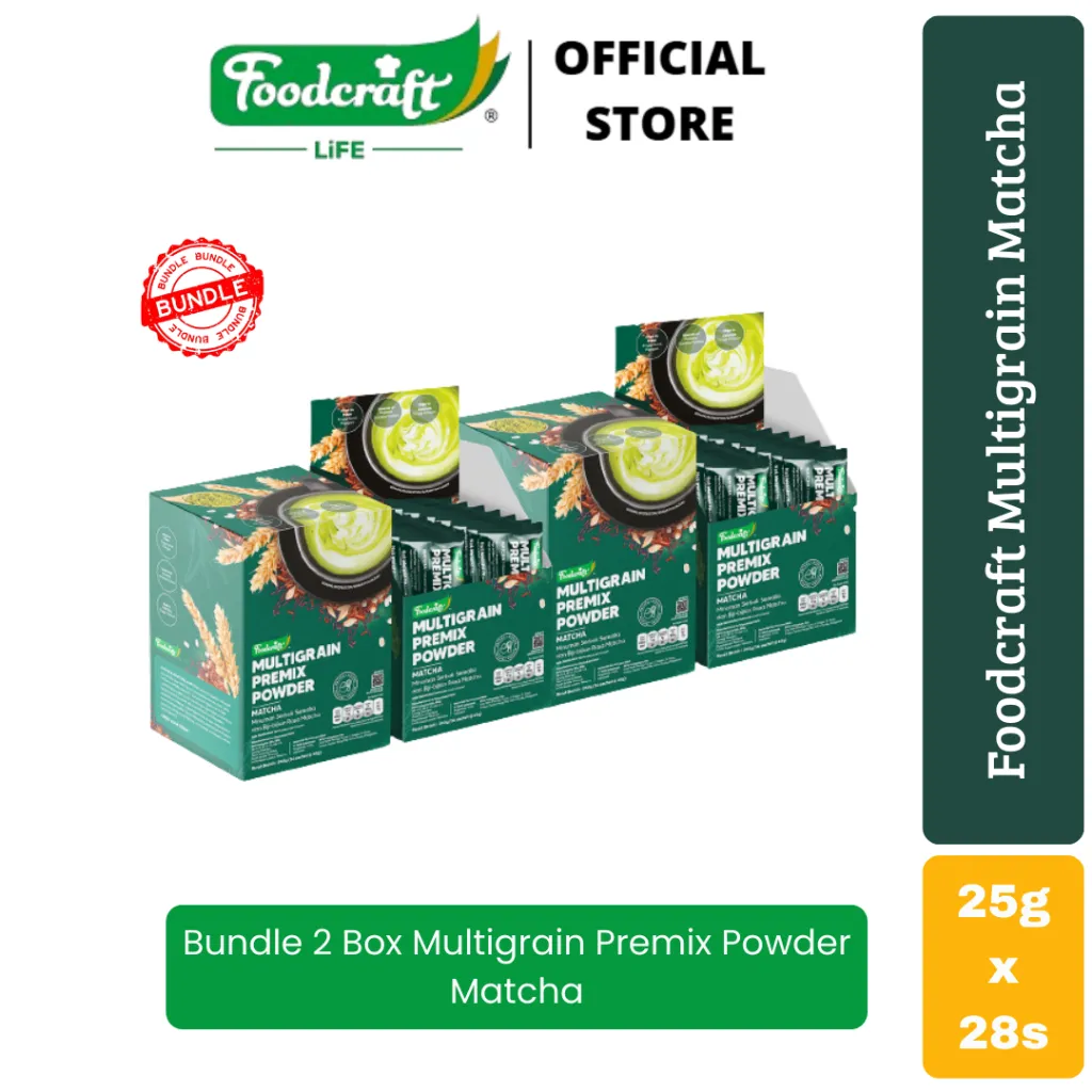 [Bundle Special 2 Box] Foodcraft Premix Multigrain Powder Matcha Minuman Serbuk Sereal Nutrisi Sarapan Cocok Diet Tinggi Serat Kaya Protein Rasa Matcha