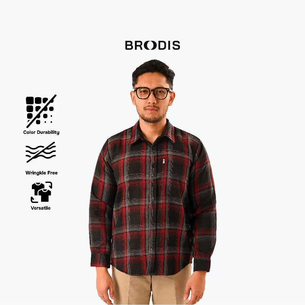 Broodis Kemeja Flannel Pria Lengan Panjang Dark Grodig