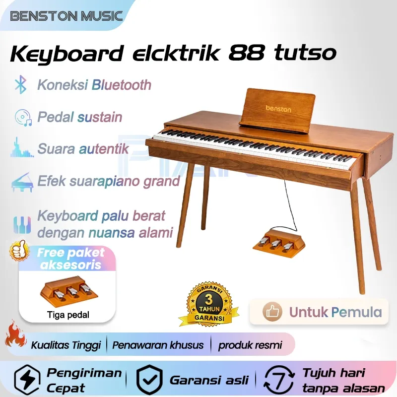 Benston Music- Keyboard elcktrik 88 tutso, Keyboard elektrik 88 tuts tipe laci kayu solid rumah/keyboard elektrik meja tipe laci pemula