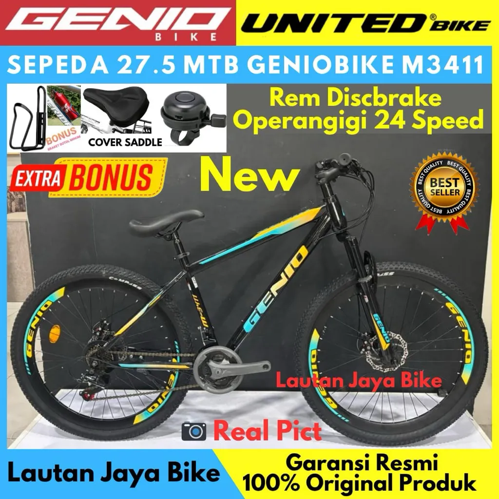 Sepeda Gunung MTB 27.5 GENIO M3411 24 Speed Rem Discbrake Terbaru
