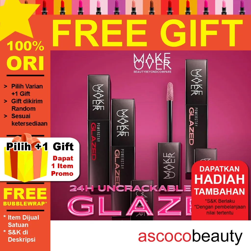 Make Over Powerstay Glazed Lock Lip Pigment | Makeover Liquid Cream Vinyl transferproof ascocobeauty