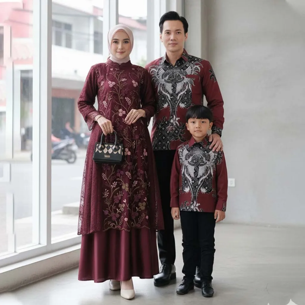 Batik Couple Termurah - Gamis Couple Sarimbit Keluarga Waisya Kemeja Batik Furing Slimfit Dress Brokat Kondangan Lebaran Nikahan Tebaru Mewah 2026