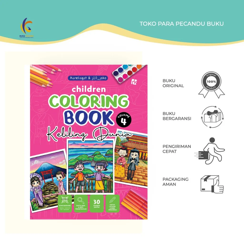 Buku Mewarnai - CHILDREN COLORING BOOK : KELILING DUNIA Volume 4 - Ruang Kata - Bukukaluku