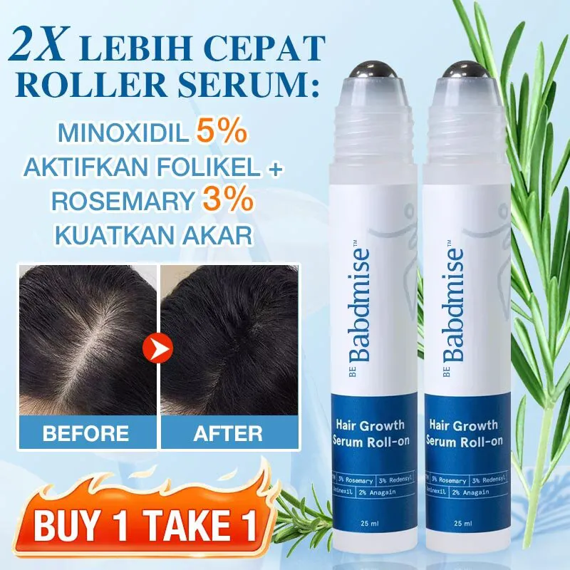 [Ramadan Sale] Serum Rambut Roller 3% Rosemary Oil Effective Hair Growth Serum Roll On 25ml Anti Rontok Pertumbuhan Rambut Cepat Hair Growth Roller Serum Botak Penebalan Rambut