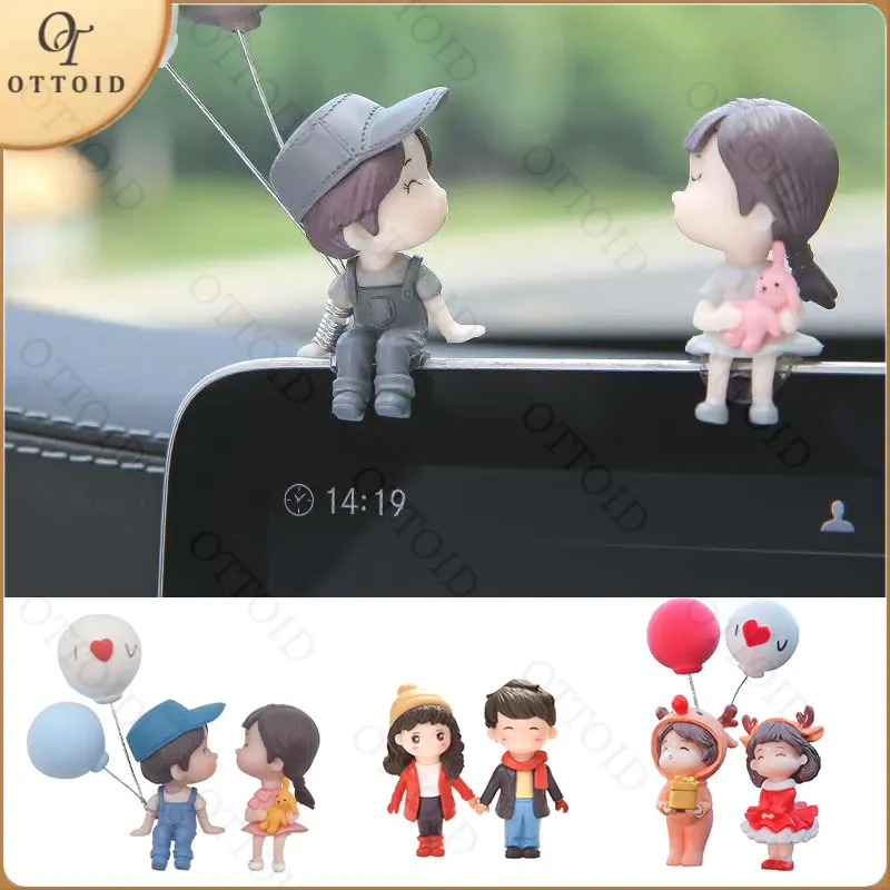 OTTOID Populer Dekorasi Mobil Super Lucu Ornamen Mobil Pasangan Dekorasi Mobil Penyembuhan Ornamen Boneka Yang Indah