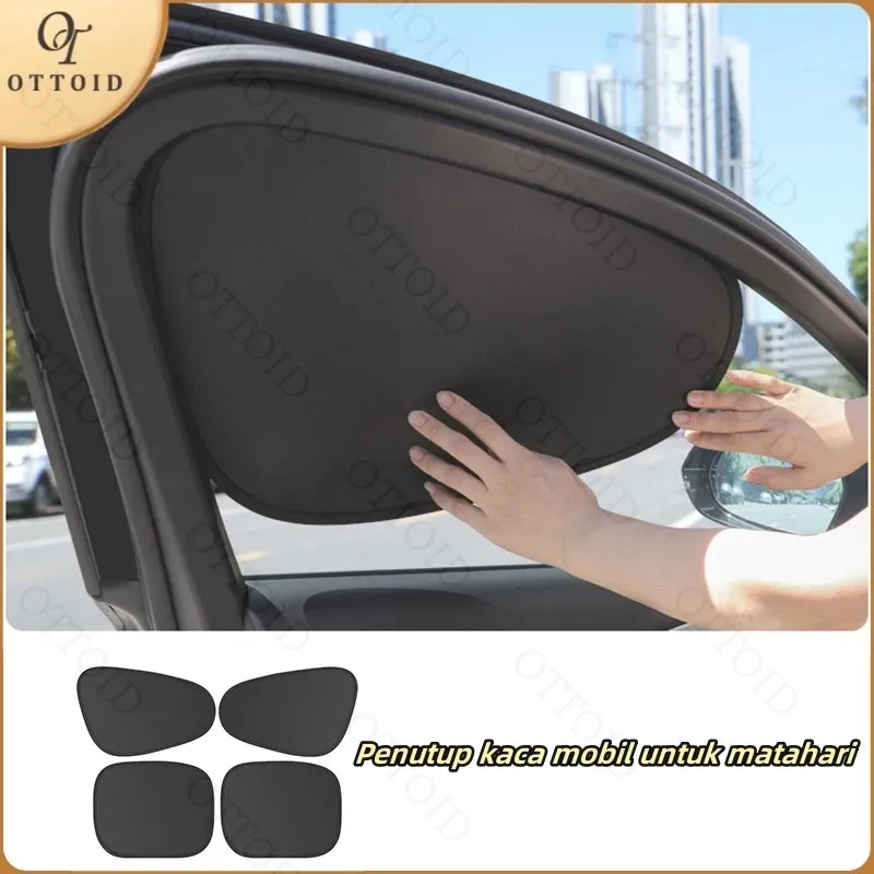 OTTOID 4Pcs Pelindung Panas Kaca Mobil /Penutup Tabir Surya Dan Kaca Isolasi Panas/ Tirai Kaca Mobil Adsorpsi Elektrostatik Nyaman Untuk Perjalanan