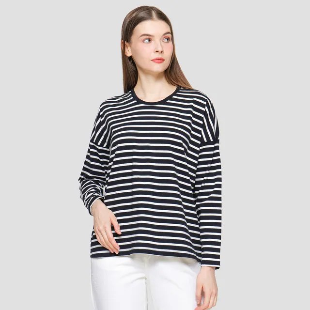 Suko Stripe Print Kaos Casual Wanita 121784660