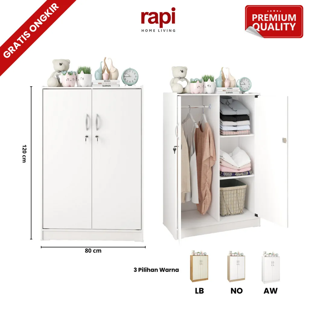 RAPI Lemari Pakaian Anak / Lemari Pakaian Kecil 2 Pintu / Lemari Kos / Lemari Kecil - OVERA BL