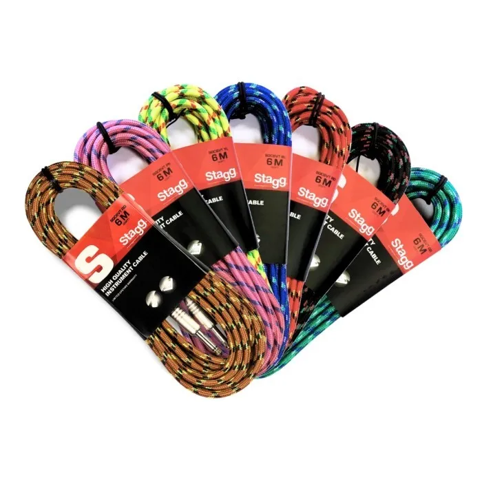 Kabel Gitar Stagg Cable SGC6VT, 6M/20ft Intrument Jack TRS Mono Cable Guitar Bass Keyboard Electric Drum Acoustic