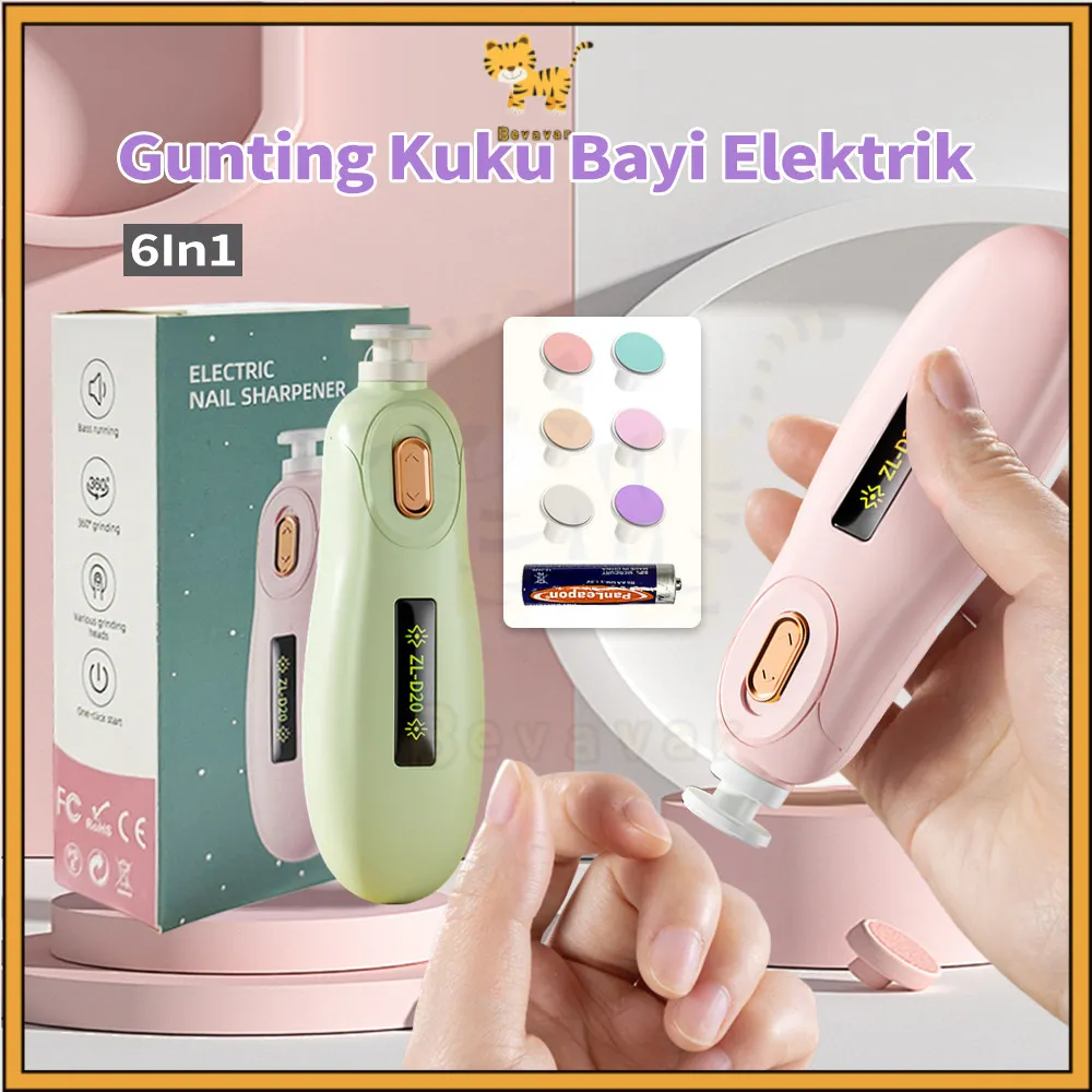 ID Bevavar Baby Nail Trimmer Gunting Kuku Bayi Elektrik Grinding Pedicure 6 In 1 Peralatan Pemotong