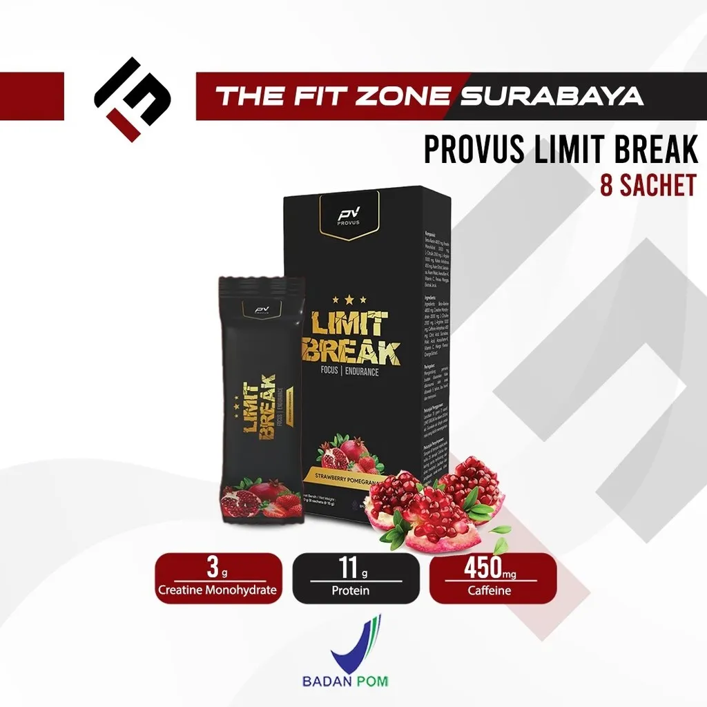 PROVUS Limit Break 120 Gram 8 Sachet PreWorkout Energy Drink Suplemen Fitness    
