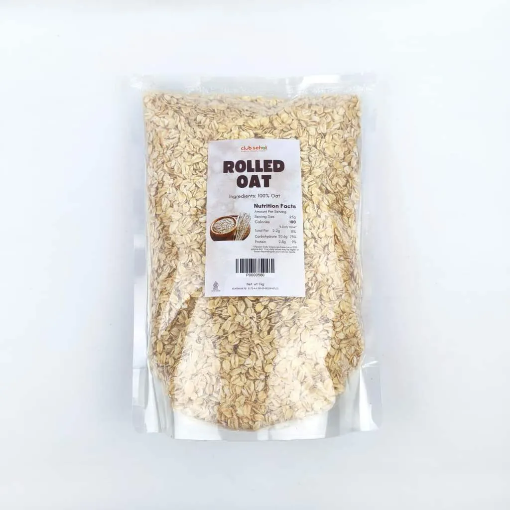Club Sehat Rolled Oat 1kg – Oatmeal Rolled Oats Premium, Oat Sehat Tinggi Serat untuk Sarapan