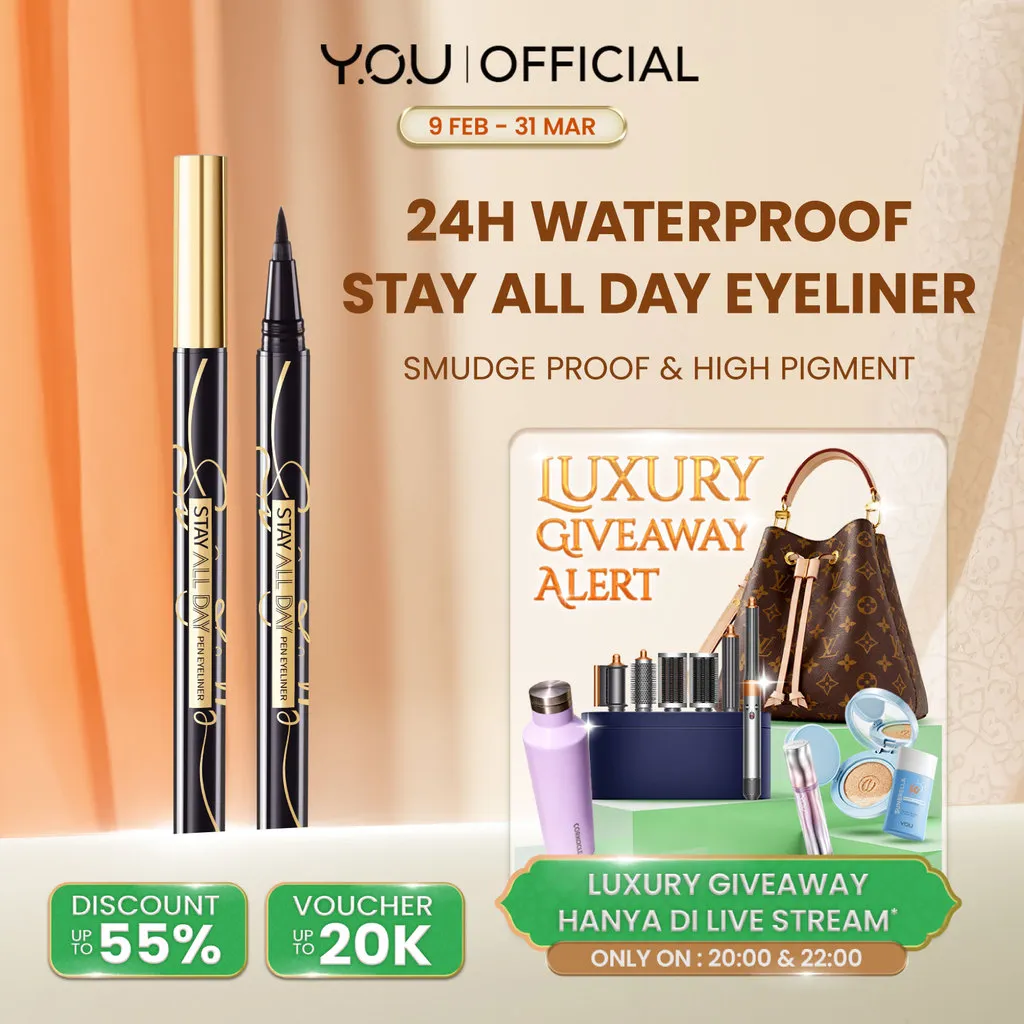 YOU Stay All Day Pen Eyeliner Waterproof Tahan Hingga 24 Jam Kosmetik Mata HItam