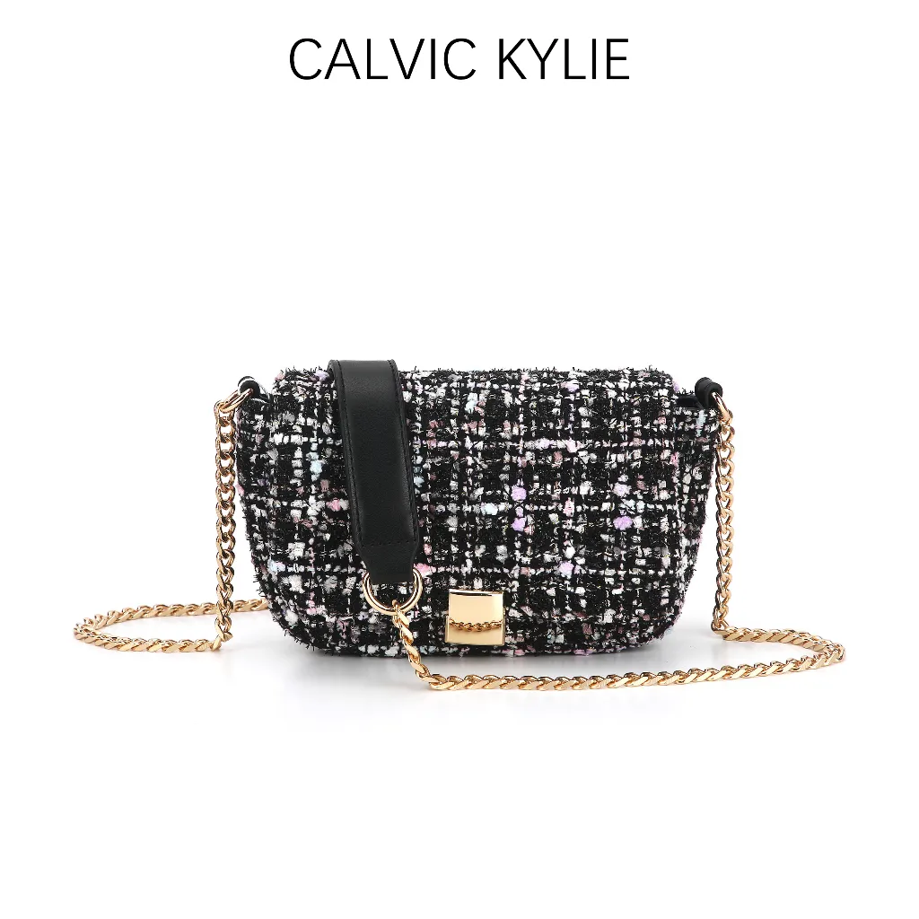 CALVIC KYLIE-Tas Wanita Sling Bag/Tas Selempang Rantai Pendek Tas Mini Sling Bag Rajut Best Seller #2605