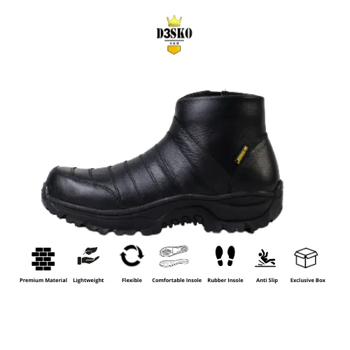 D3SKO G&B - Sepatu Boost Pria D3sko Poseidon Safety Pria Ujung Besi Warna HItam