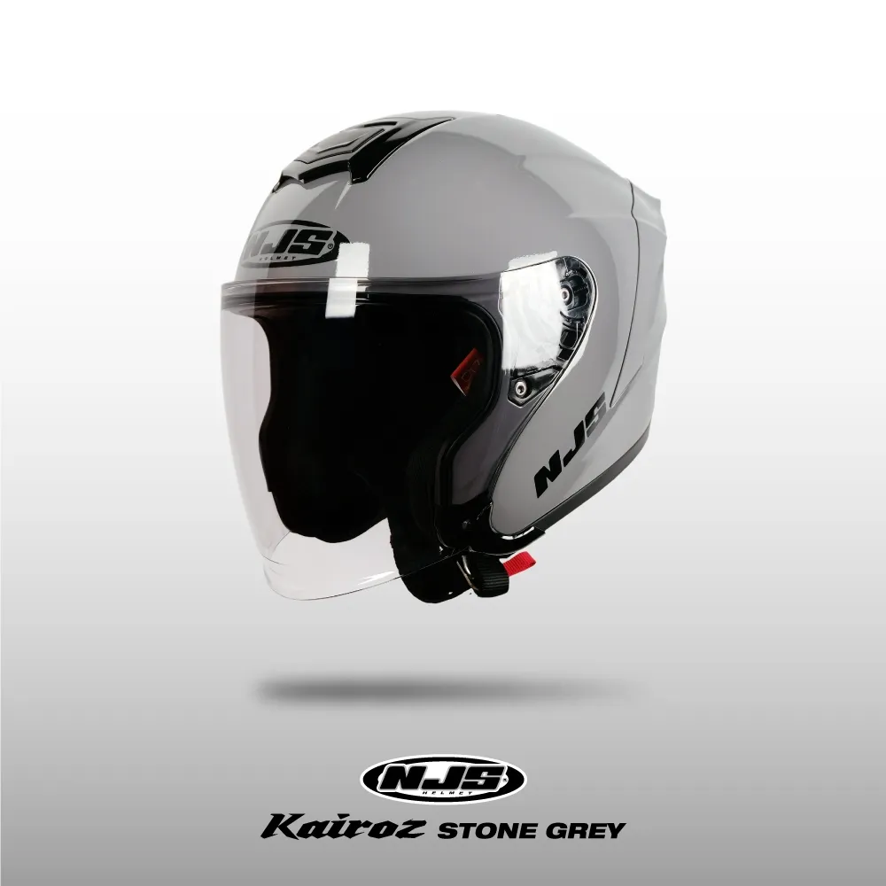 NJS KAIROZ STONE GREY Gloss/doff- (FREE SPOILER) - Helm Half Face | Kairoz | Kairoz V1 | Kairoz Polos | Kairoz ORI | NJS ORI
