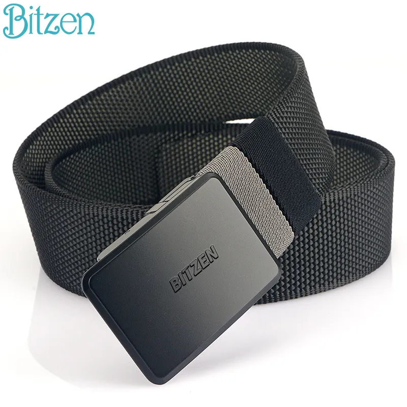Bitzen 360° Gesper Pria Putar Ikat Pinggang Pria   Ganda Nylon Canvas Belt