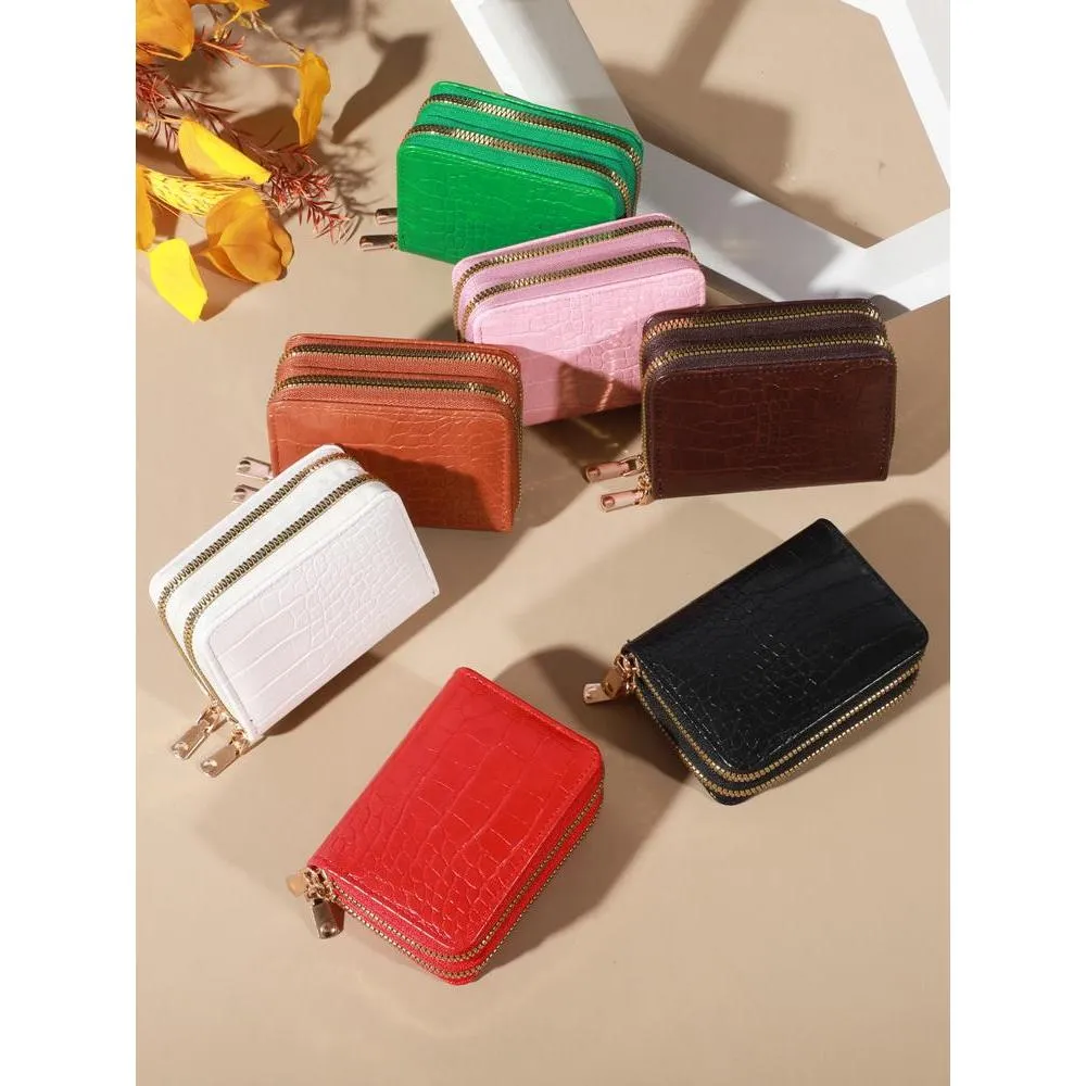 JESS11 DOMPET KARTU 2 RESLETING MOTIF KULIT CROCO
