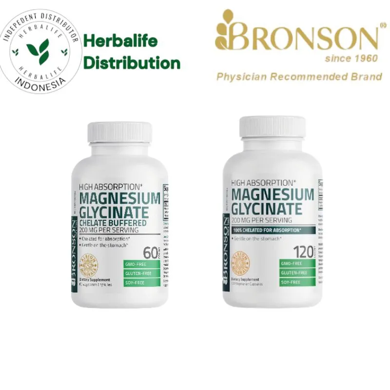 Bronson Vitamin - Magnesium Glycinate 200mg 60/120 vegetable capsules.