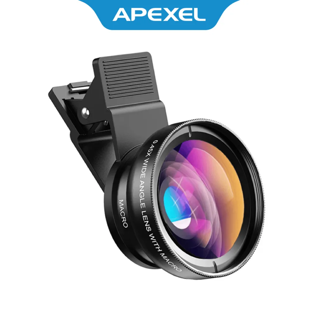 APEXEL Lensa Kamera Smartphone 2 in 1 Macro 12.5X Wide Angle 0.45X - APL-0.45WM