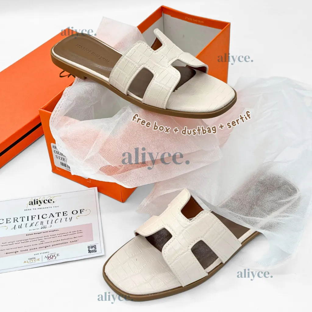 ALIYCE Artemis - Sandal Flat Wanita Croco || sandal teplek wanita || Sendal Fashion Korea Style Kekinian