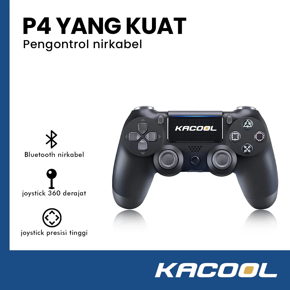 KACOOL Gamepad Joystick konsol Bluetooth pengontrol Game P4 nirkabel getaran gerakan ganda