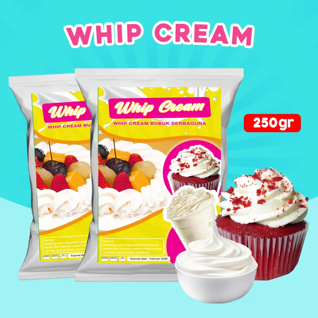 WHIP CREAM TOPPING PREMIUM 250g / BUBUK WHIP CREAM 250g / WHIPPED CREAM POWDER / WHIPPING CREAM