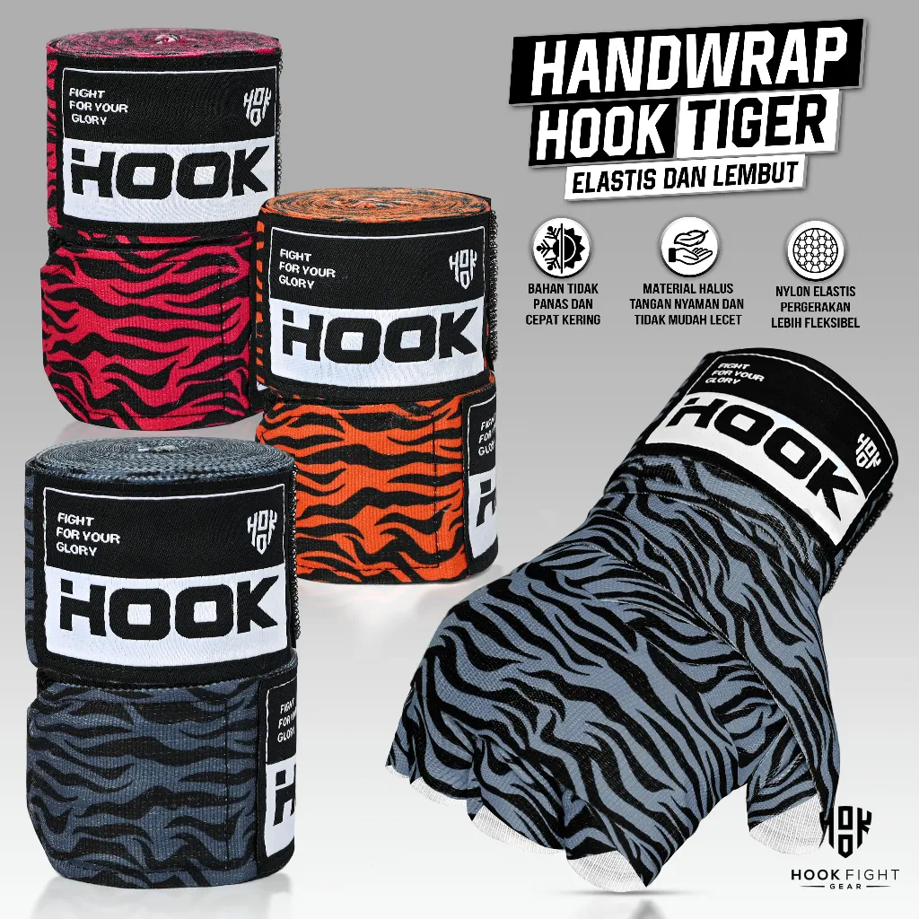 HANDWRAP BOXING HOOK FIGHT GEAR PUTIH, BOXING WRAP HOOK, MUAY THAI WRAP HOOK, BANDASI BOXING HOOK