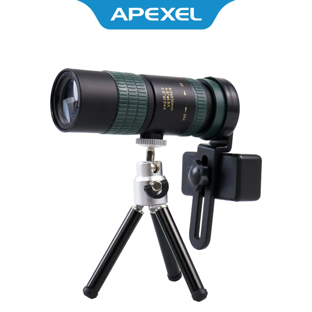 APEXEL Lensa Kamera Smartphone Telephoto Zoom HD 8-24X30 Monocular - APL-8-24X30