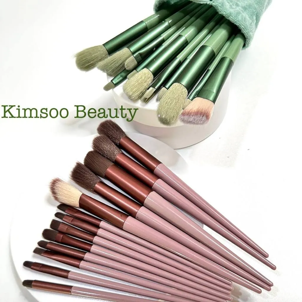 13Pcs+Pouch Set Kuas Make Up Brush 13 Pcs Bulu Sintetis Halus Mudah Dibersihkan