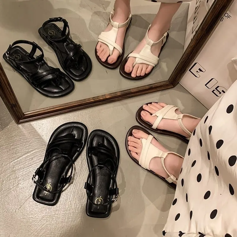 NF2399 - Sandal Flat Fashion Wanita Kekinian Sandal Tali Anti Slip Premium