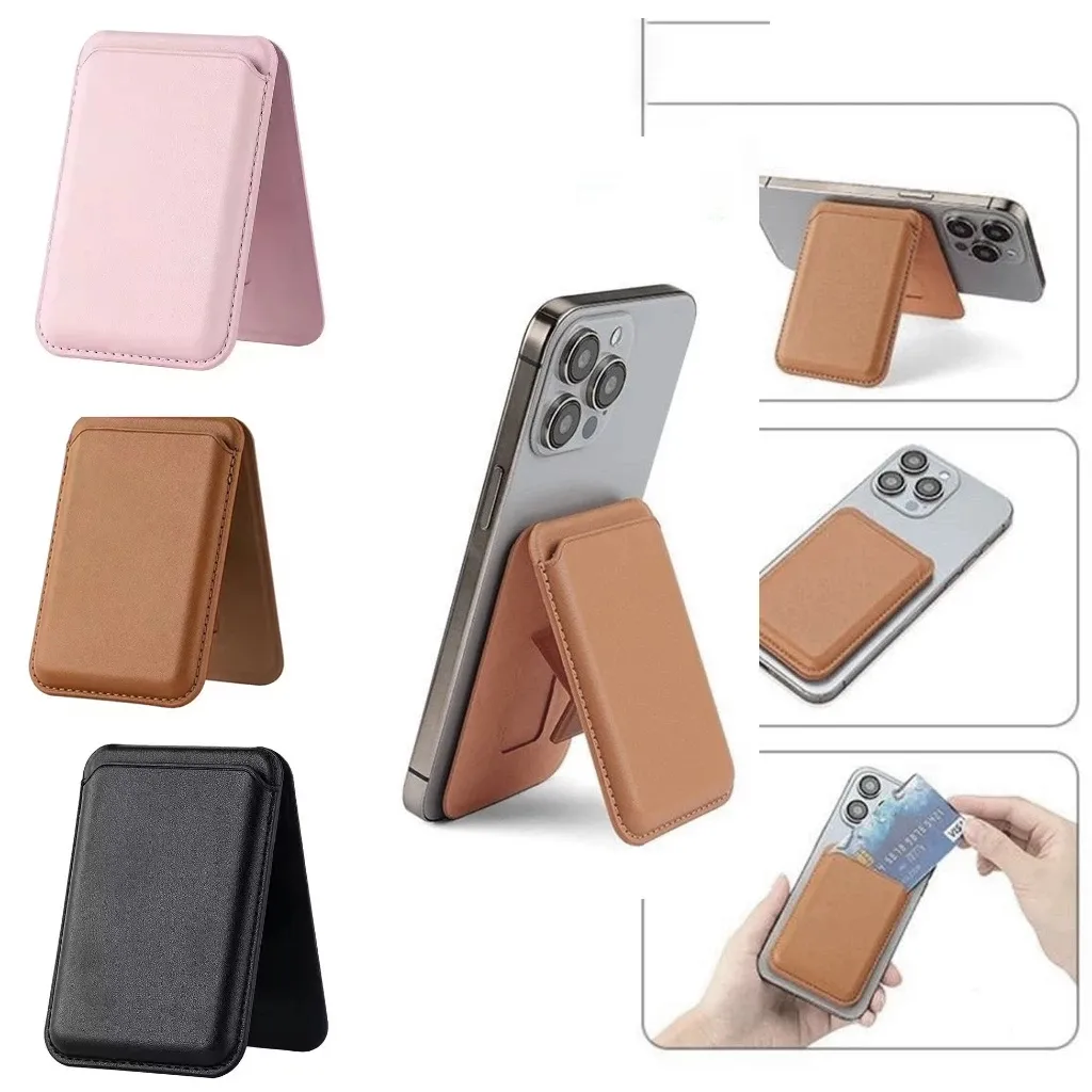 Wallet Magsafe Stand Magnetic Card Holder MagSafe Wallet Leather / Leather Card Holder Wallet With MagSafe / Dompet Kartu Magnetic Iphone Kulit brown black pink