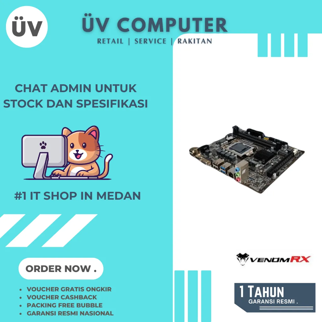 Motherboard Mobo Intel VenomRX H110 H110M M.2 NVMe | DDR4 | LGA1151 | Micro M-ATX | Garansi 1 Tahun