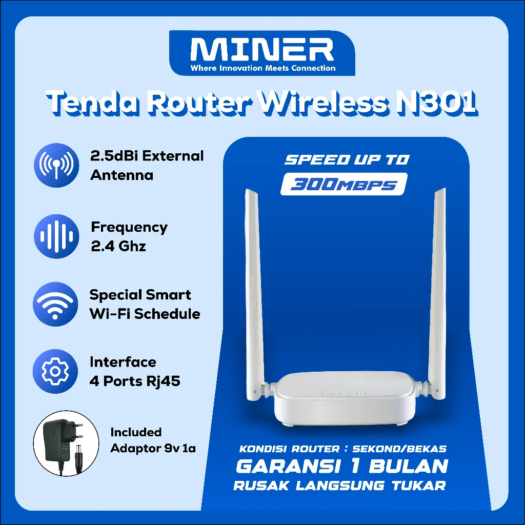 Tenda N301 Router Wireless Access Point 300 Mbps 2.4Ghz