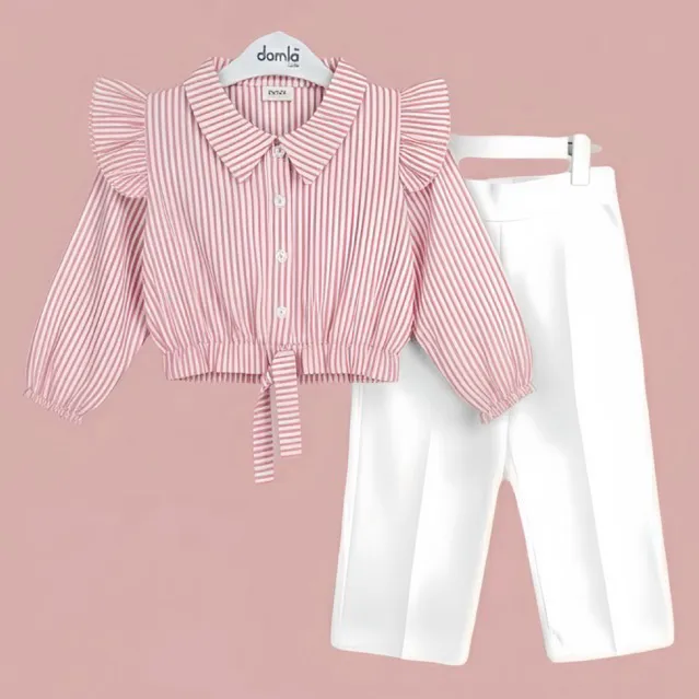 Setelan Anak Viral Terbaru model kemeja Strip 1-8 tahun bahan syakila