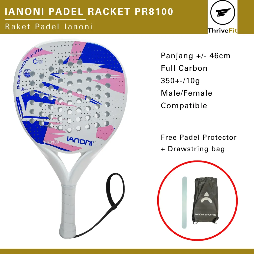 IANONI Padel Racket / Raket Padel Full Carbon - PR8100